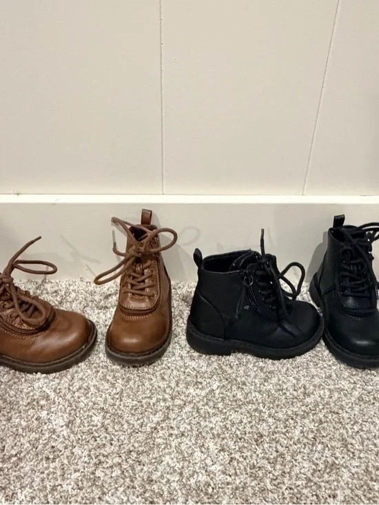 Billy boots size 6 toddler – brown & black high top zipper shoes (2 pairs) - Picture 1 of 8